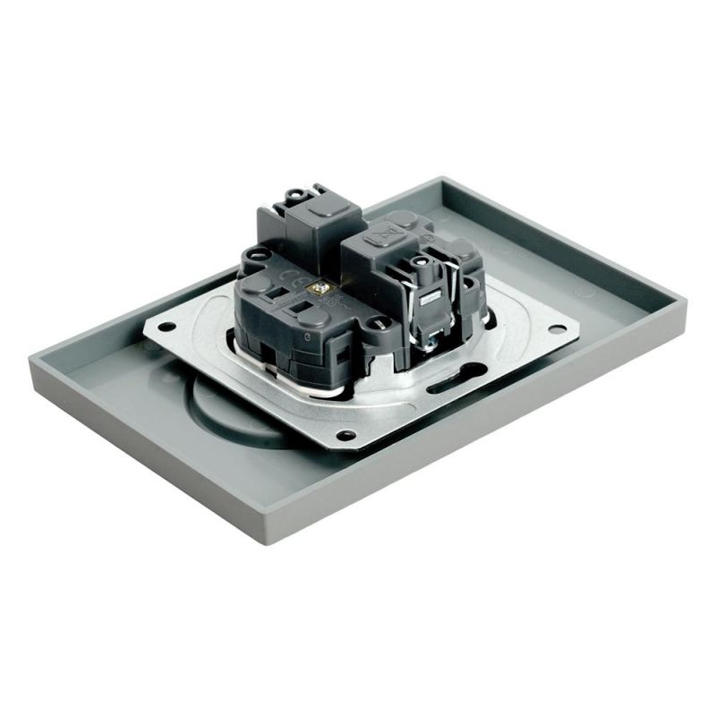 Розетка двухместная Stekker Эмили с защитной шторкой 250В, 16А, RST16-5116-10 платиново-серая, soft touch  49955 фото 6