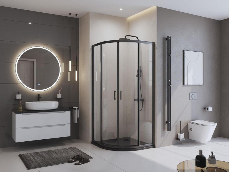 Душевой поддон BelBagno UNO TRAY-MR-UNO-R-90-550-35-NERO-NO 90x90 черный матовый фото 4