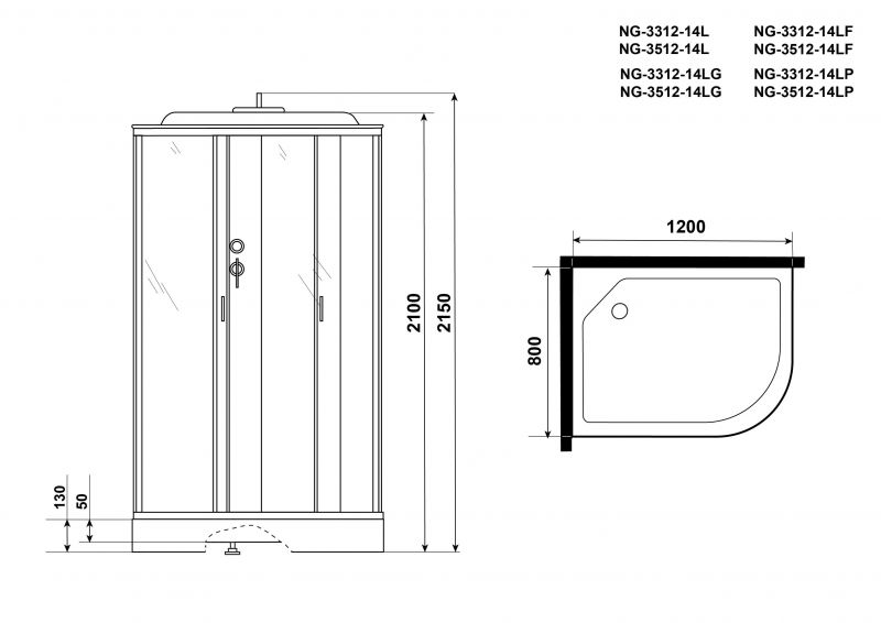 Душевая кабина Niagara Classic 120/80/210 33121423L 80x120 фото 7