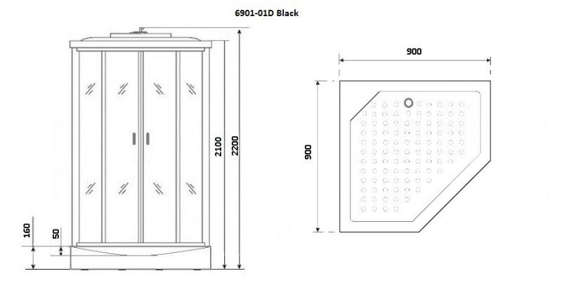 Душевая кабина Niagara Premium NG- 6901-01D BLACK 90x90