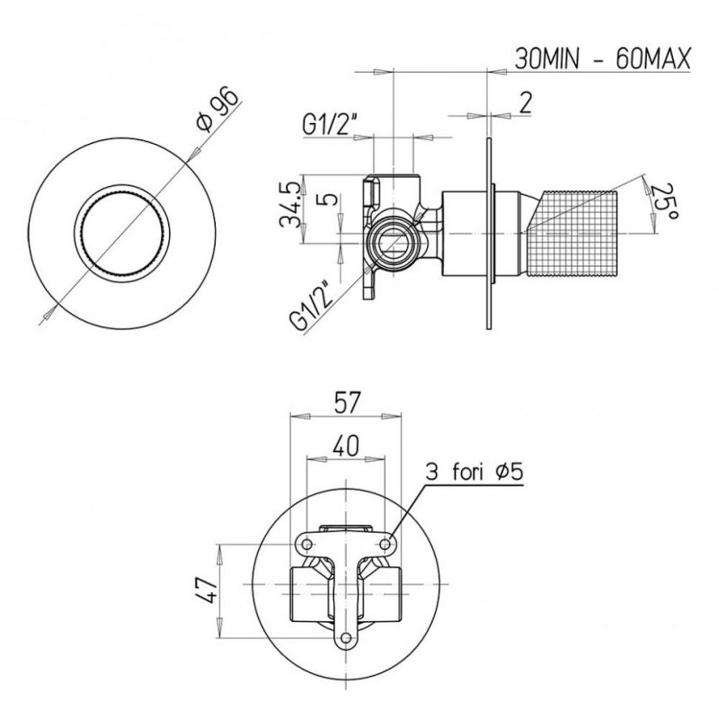 Встраиваемый смеситель для душа Paini Cox grip 7GCR690