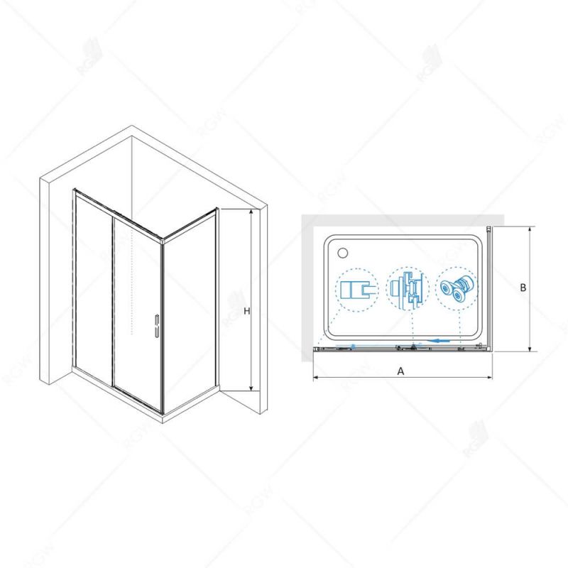 Душевой уголок RGW Leipzig LE-41-1B (LE-12B + Z-060-2B) (Прозрачное, 1800x1000)