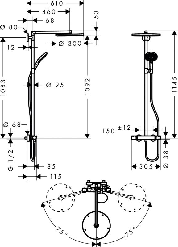 Душевая стойка Hansgrohe Raindance Select S 300 27114000 Showerpipe