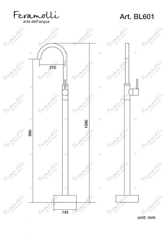 Напольный смеситель для раковины Feramolli Ele BL601, черный фото 7