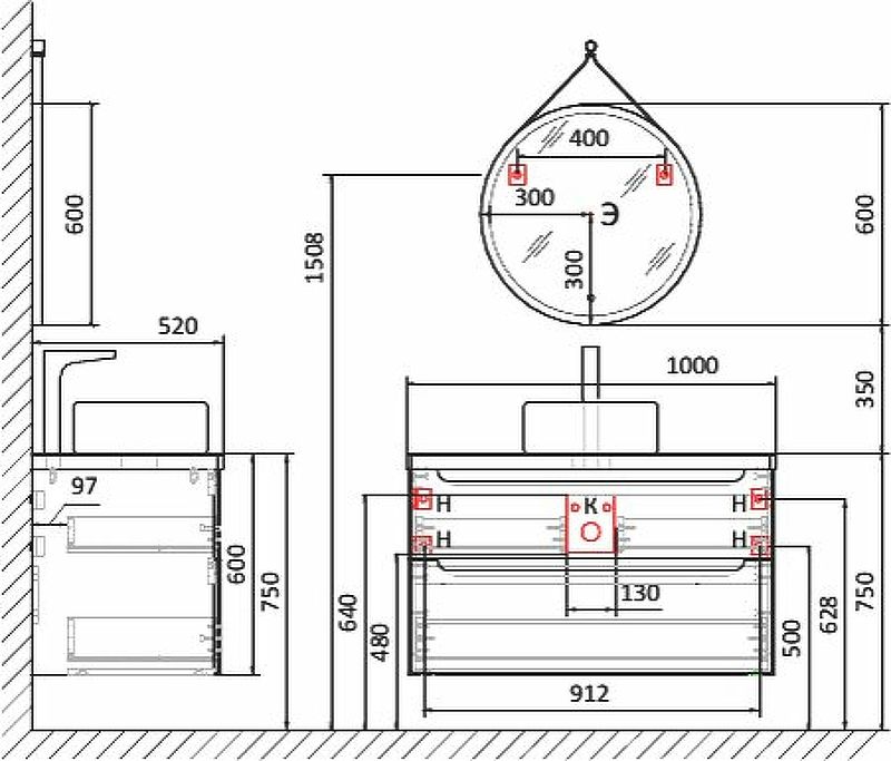 Тумба под раковину Jorno Wood 100 подвесная, белая Wood.01.100/P/W