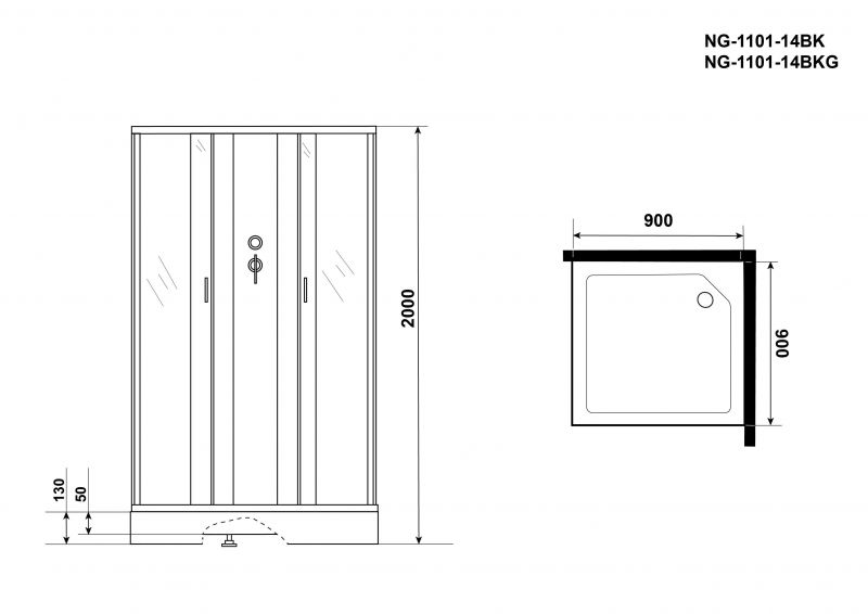 Душевая кабина Niagara Classic NG-1101-14BK 90х90 фото 7