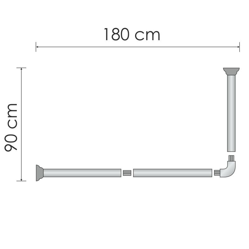 Карниз угловой для ванной WasserKRAFT Elbe SC-729018 180 см