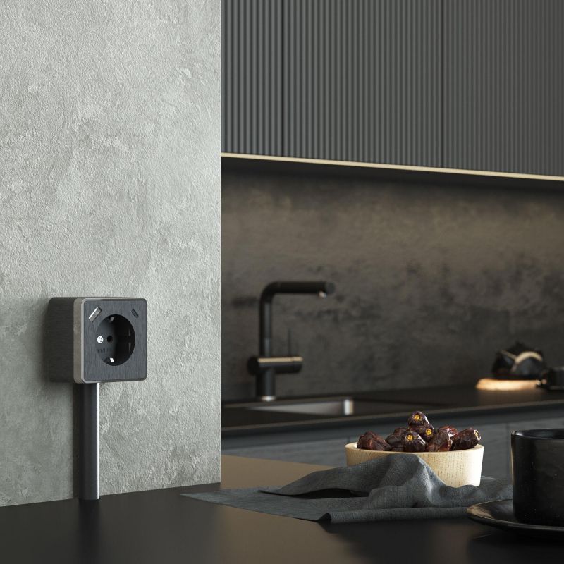 Розетка с заземлением, шторками и USB тип A+C Gallant (графит рифленый) Werkel W5071704 фото 3