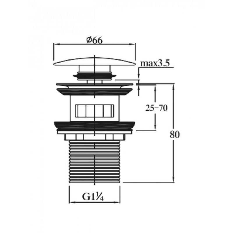 Клапан донный для раковины MILACIO Ultra 050 MCU.050.SS  сталь нержавеющая