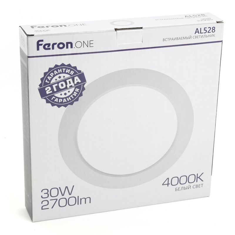Светодиодный светильник Feron.ONE AL528 встраиваемый 30W 4000K белый 48876