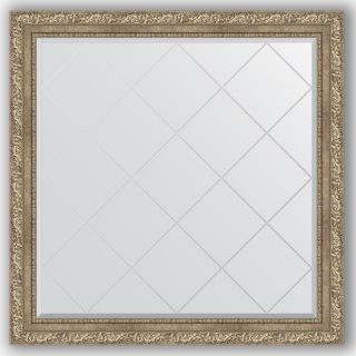 Зеркало с гравировкой в багетной раме 105x105 Evoform EXCLUSIVE-G BY 4444 виньетка античное серебро
