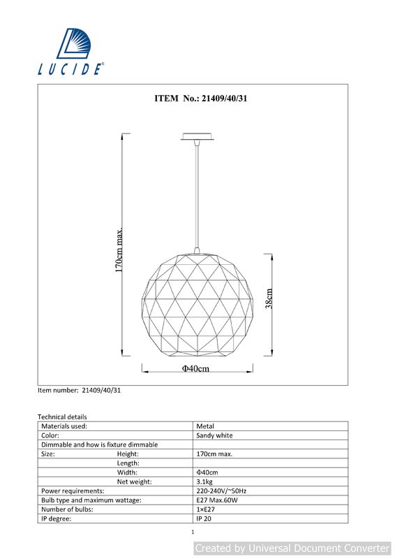 Подвесной светильник OTONA 21409/40/31