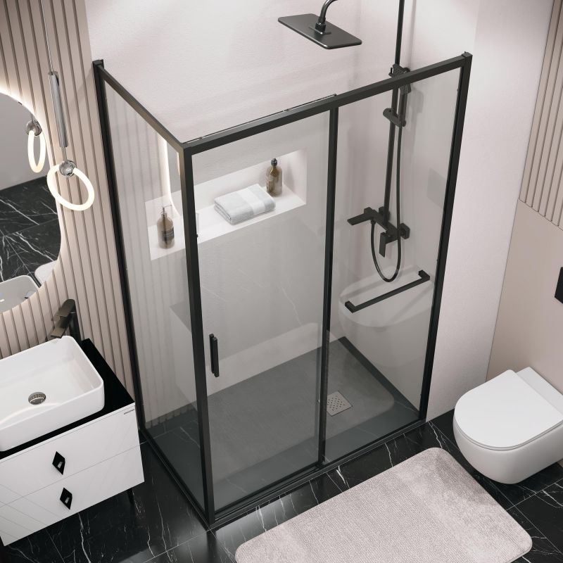 Душевой уголок Grossman Style 120.K33.05.1010.21.00, 100х100 см, профиль черный матовый, стекло прозрачное фото 4