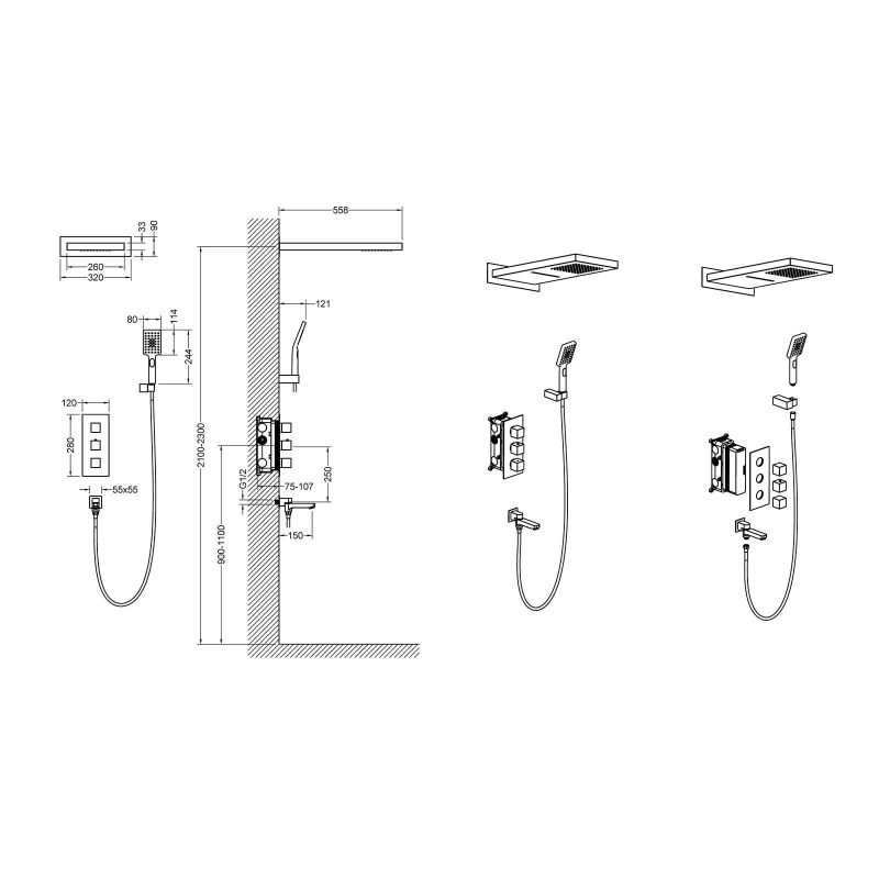 Душевая система встроенная с термостатом Timo-F Petruma SX-5079/00SM хром фото 2