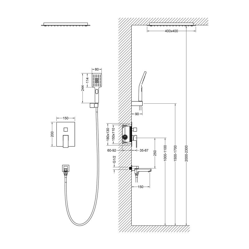 Душевая система встроенная Timo-F Selene SX-2039/00SM хром