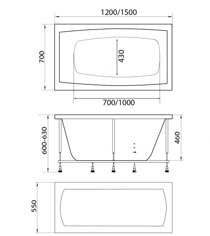 Акриловая ванна Marka One Viola 01ви1570 150х70 фото 4