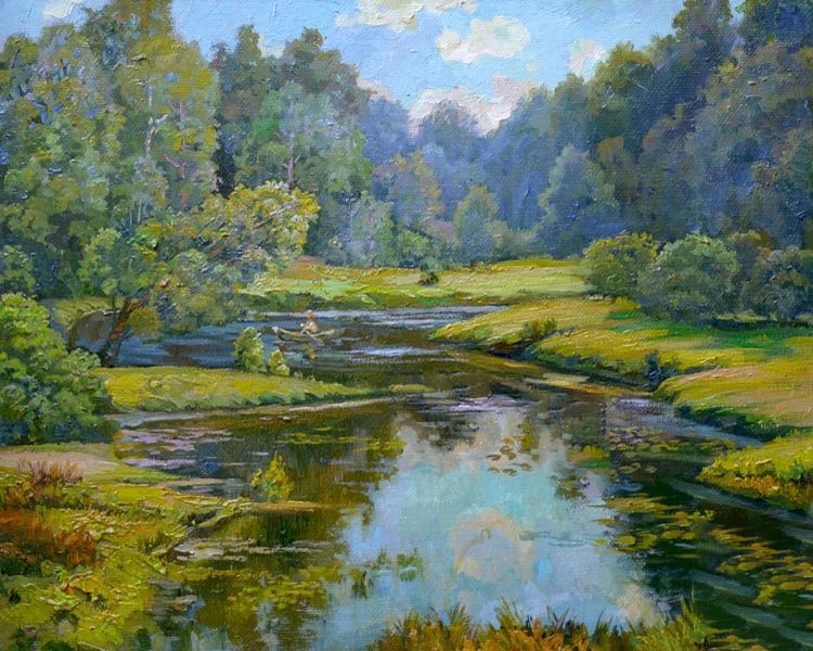 Картина "Лесной пруд" Панов Эдуард Парфирьевич