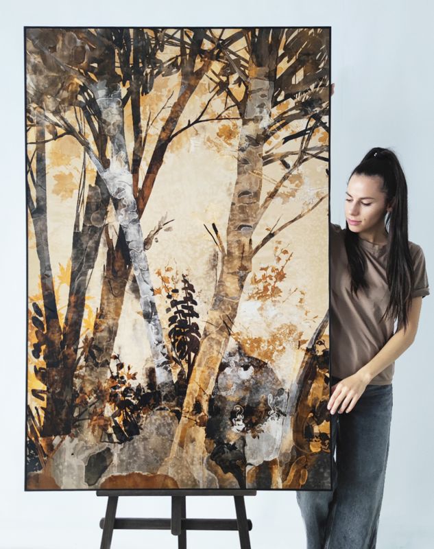 Большая интерьерная картина Evanescence 100х150см в черном багете на композитном материале  Alumoart 8.2.2