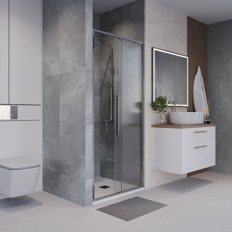 Дверь в нишу Niagara Nova NG-65-11CH, 110 см, профиль хром, стекло шиншилла фото 6
