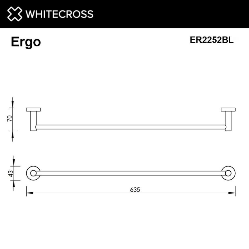 Полотенцедержатель WHITECROSS Ergo ER2252BL, черный матовый, 60 см