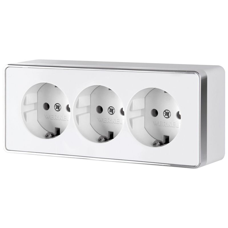Розетка тройная с заземлением и шторками Gallant (белая) Werkel W5073101 фото 1