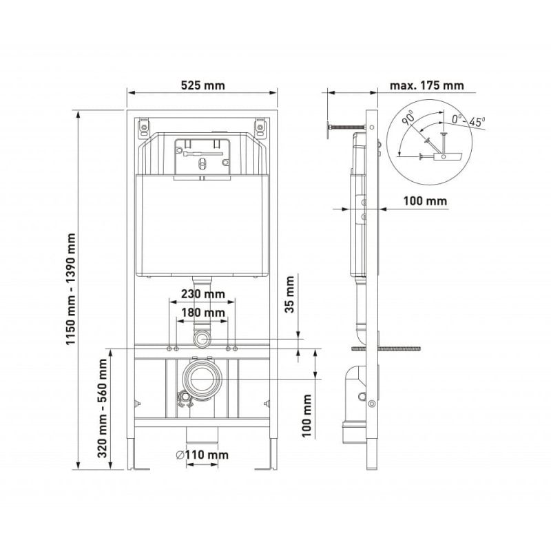 Подвесной унитаз Berges NOVUM525 043223 с инсталляцией, кнопка хром фото 9