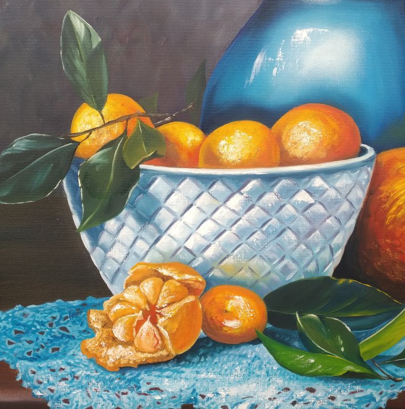 Картина "Натюрморт с мандаринами" Катерина Быстрова