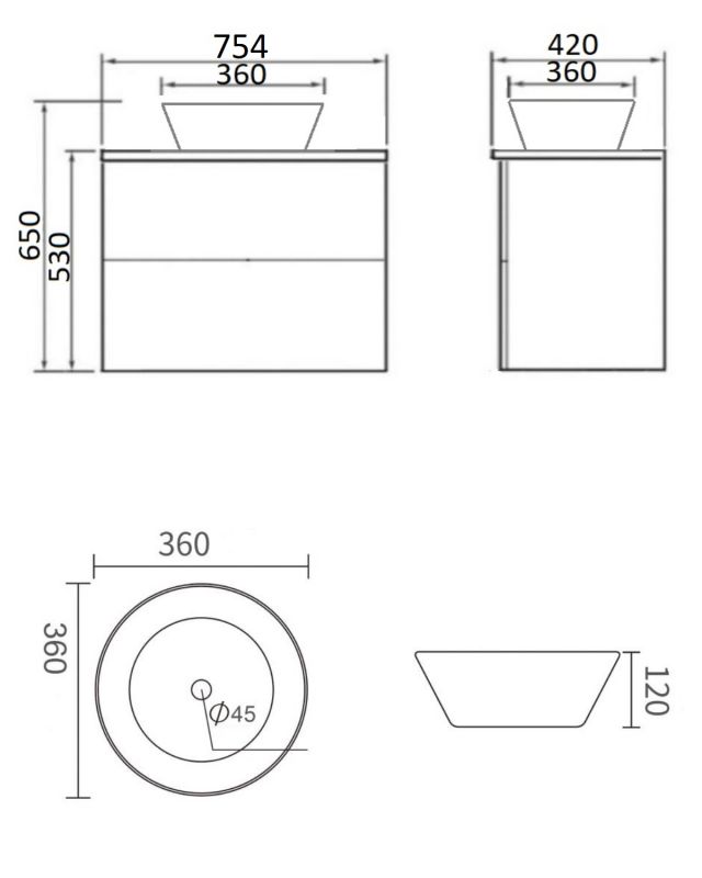 Тумба с раковиной Orange Otto Ot-75TuGLASS+B08-360W 65х76 см фото 3