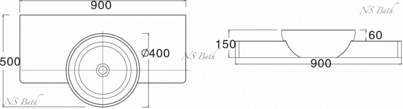 Раковина-столешница NSBath NSS-9052G фото 2