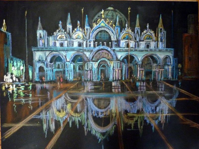 Картина "Венеция, площадь Сан-Марко ночью" Елена Рипа