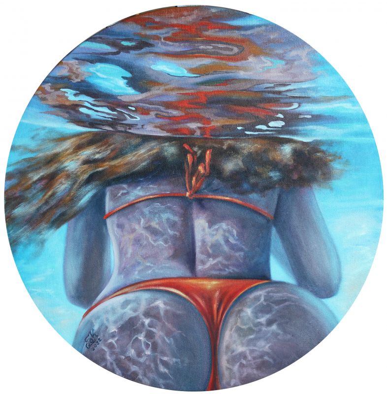 Картина "Девушка в оранжевом купальнике" Быстрова Екатерина