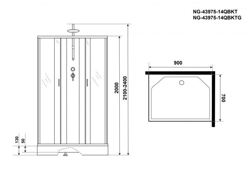 Душевая кабина Niagara Classic NG-43975-14QBKTG 90х70 фото 8