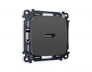 Комплект механизма розетки HDMI 2.0 Ambrella Volt OMEGA Графит мягкое касание 40V/500mA 2.0GHz 5-18Gbit/s (OP9140, VM222) MO914010