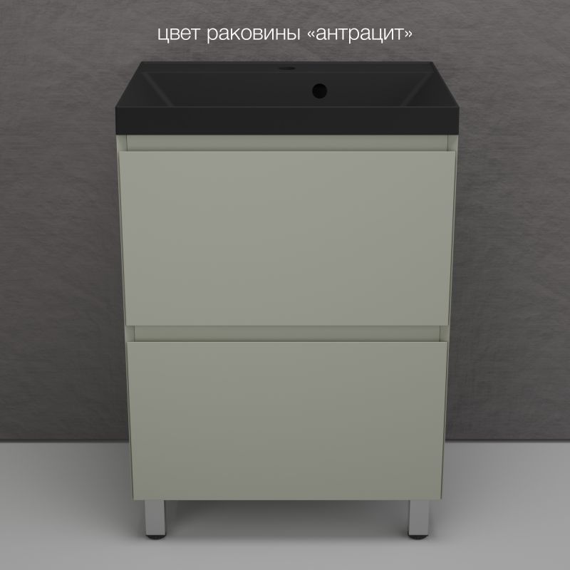 Тумба напольная под раковину Style Line Манхэттен 60 ЛС-00002379, олива фото 5