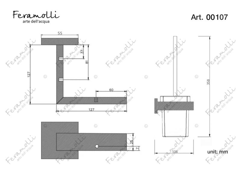 Ершик для туалета Feramolli Maggiore BL107, черный