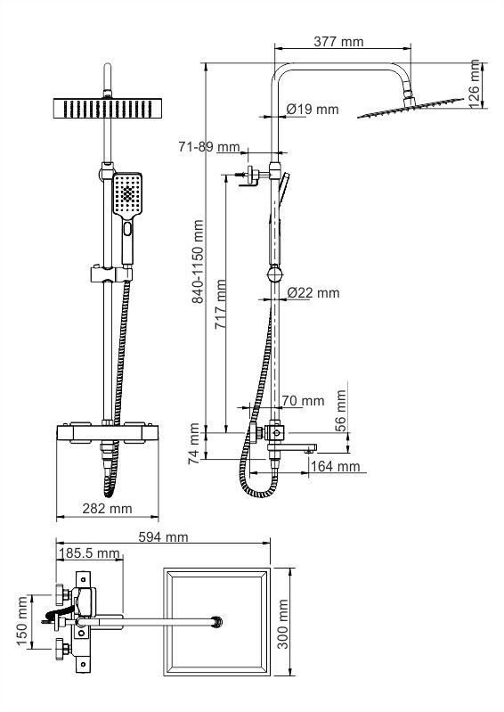 Душевой комплект с термостатическим смесителем WasserKRAFT Thermo A29901 фото 3