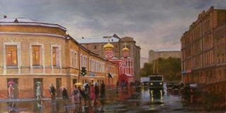 Картина "Дождь в Китай-городе" Владимир Лаповок