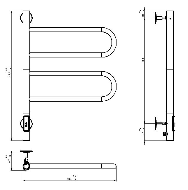 Полотенцесушитель электрический Vincea VTD-1R1CE 44x60