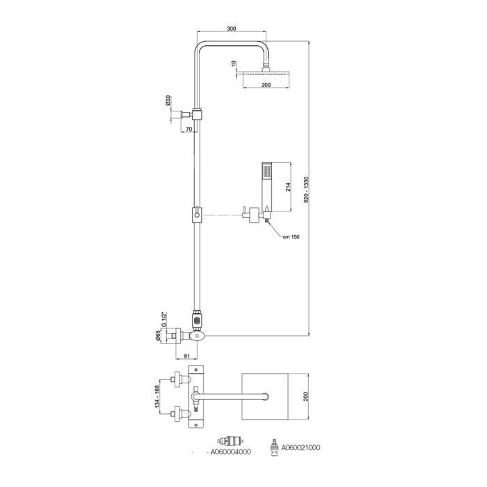 Душевая система Webert Wolo WO980104015PVC, хром