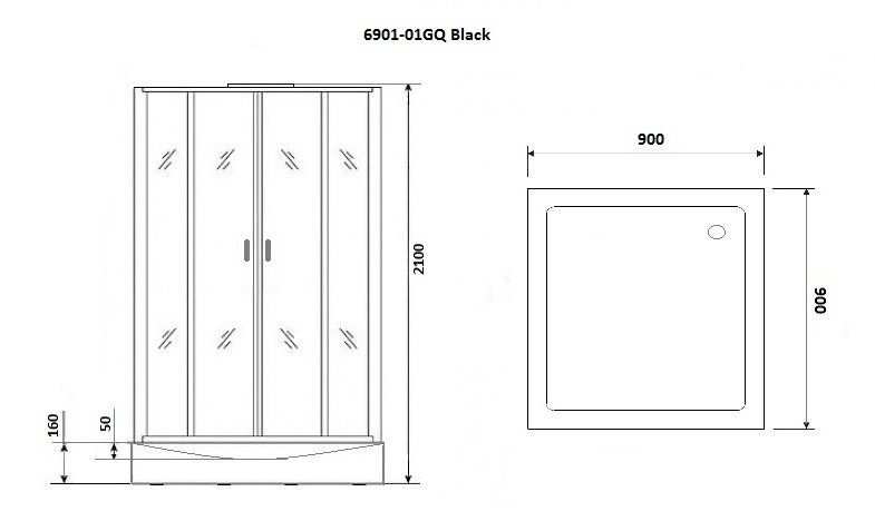 Душевая кабина Niagara Premium NG- 6901-01GQ BLACK 90x90