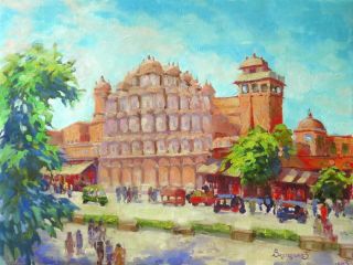Картина "Индия. Джайпур. Розовый город" Ведешина Зинаида
