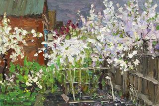 Картина "Бабушкин сад цветёт" Вилков Андрей