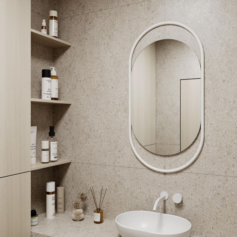 Настенное зеркало в раме GENGLASS EVELIX S BD-2374108 белое фото 5