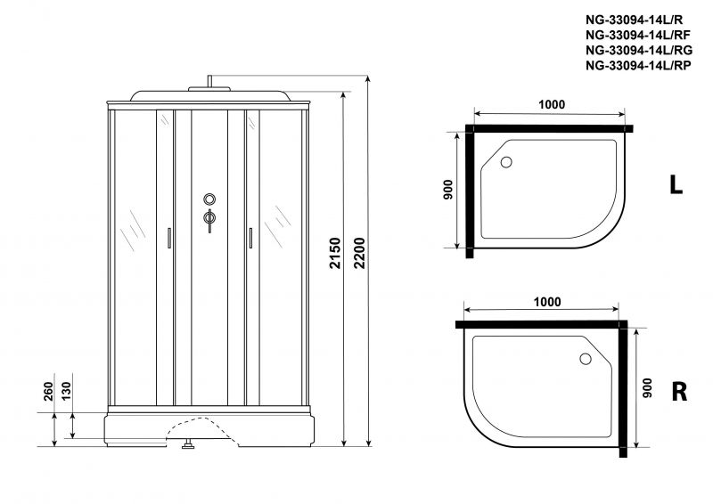 Душевая кабина Niagara Classic NG-33094-14LF 100х90