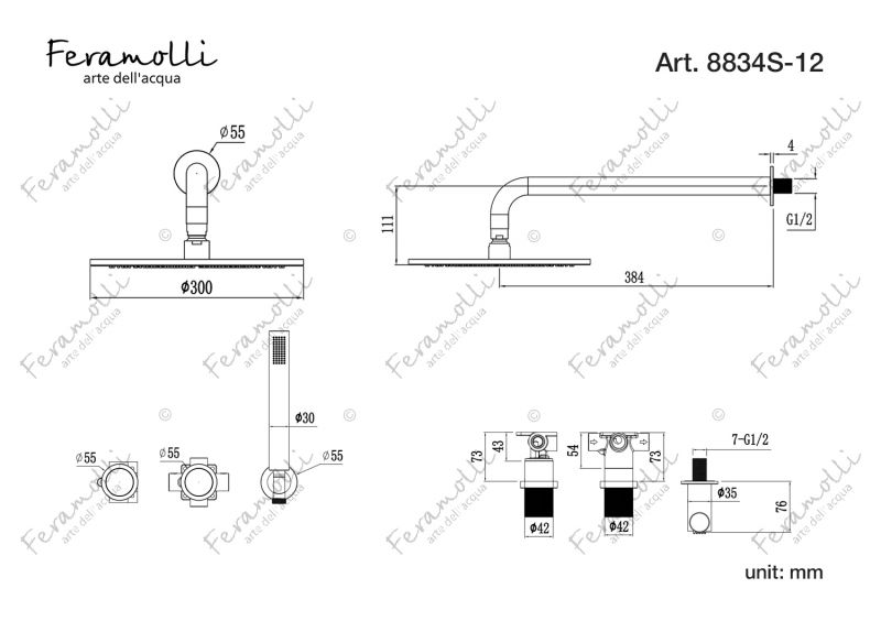 Комплект для душа Feramolli BO8834S-12 белый