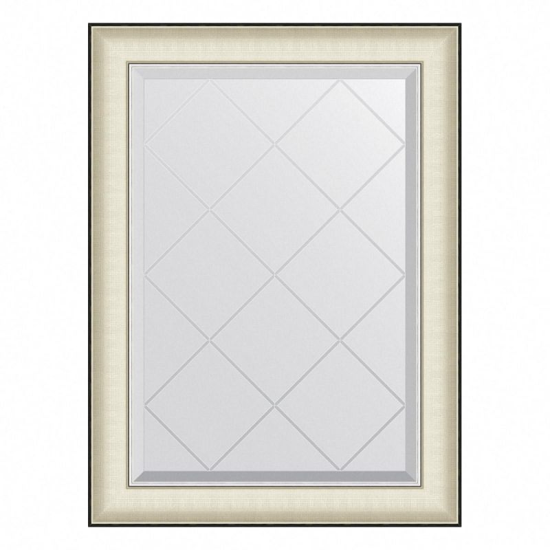 Зеркало настенное с гравировкой Evoform Exclusive-G в багетной раме белая кожа с хромом, 64х87 см, BY 4567