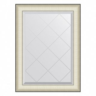 Зеркало настенное с гравировкой Evoform Exclusive-G в багетной раме белая кожа с хромом, 64х87 см, BY 4567