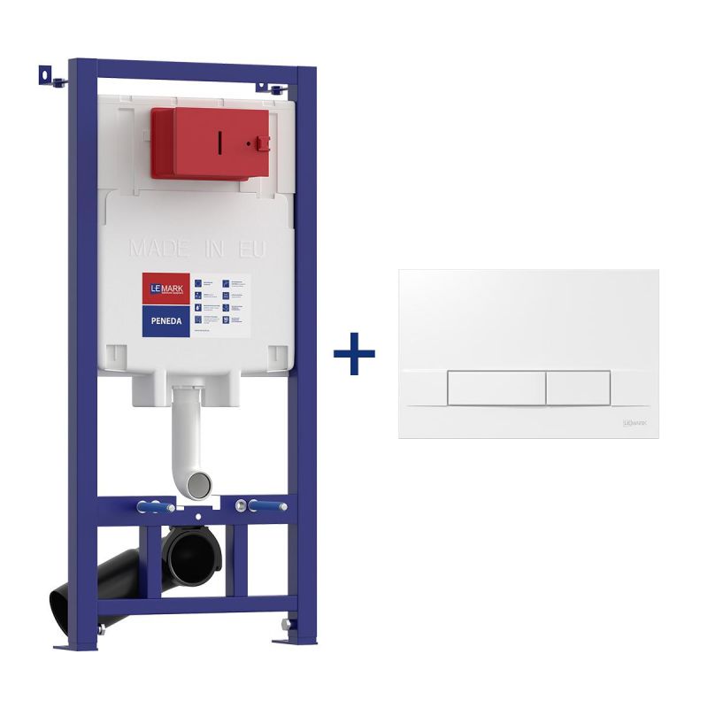 Инсталляция для унитаза Lemark PENEDA 9880412, кнопка смыва BIT белый глянец, механика