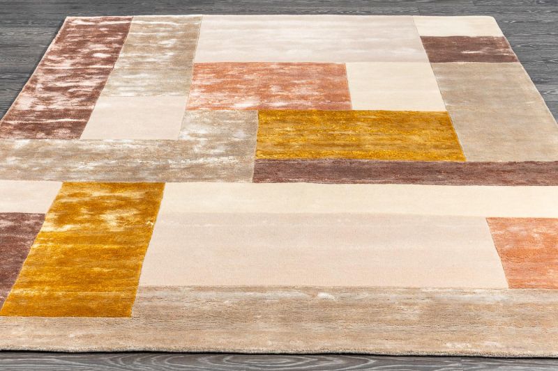 Индийский ковер из шерсти и арт-шёлка Carpet «RIVIERA» MONDRIAN-02-BEIGE-GOLD 60 x 90 см