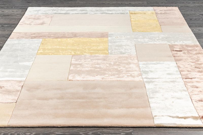 Индийский ковер из шерсти и арт-шёлка Carpet «RIVIERA» MONDRIAN-02-BEIGE-GOLD 60 x 90 см